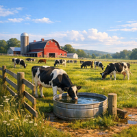 A realistic and visually appealing illustration of a dairy farm scene without any text or icons. The.png